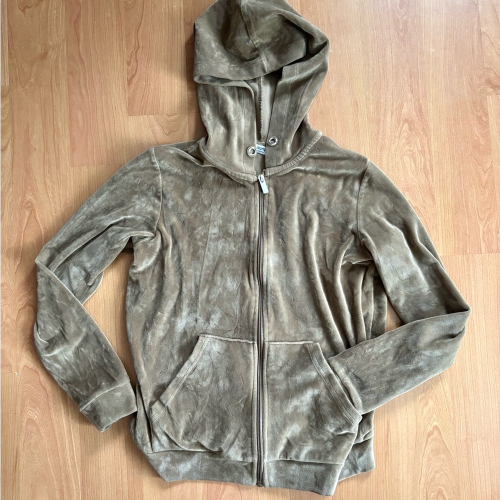 BYoung velvet Hooded Zip-Up sweater